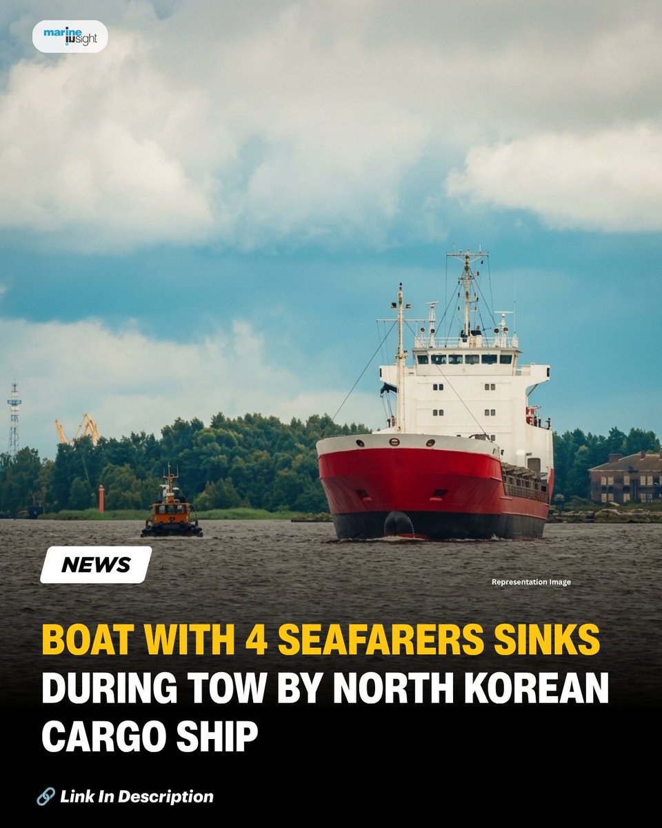 MarineInsight's tweet photo. Boat With 4 Crew Members Sinks While Being Towed By North Korean Cargo Vessel Off Japan

Read Full News Here 👉  https://t.co/ed9A8fDGor

#CargoShip #NorthKoreanShip #BoatCapsize #sinkingBoat #Japan #News #Shipping #Maritime #MarineInsight #Merchantnavy https://t.co/s8qXQo6QPZ