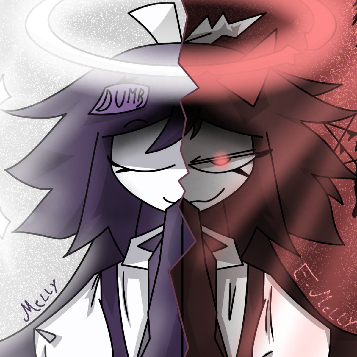 jetguy_12's tweet photo. I still don't know whats my obsession with giving e melly glowing red eyes even tho that melly never stated that she even has one nor did in her artworks😭 https://t.co/4A7rU385dW