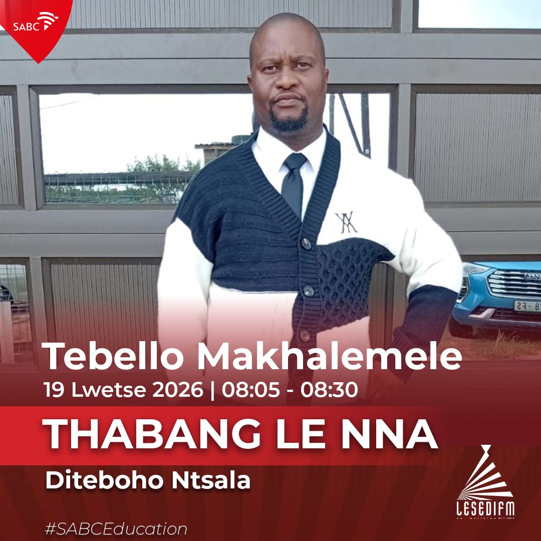 LesediFM's tweet photo. #SABCEducation le Diteboho Ntsalaย .
๐ค Re bua le Tebello Makhalemele ho #StateYourMind
#LesediFM
๐: 086 000 3084
๐ฒ: 079 758 5066
๐: https://t.co/4WGalUnGiR https://t.co/KAXTHxOGjO