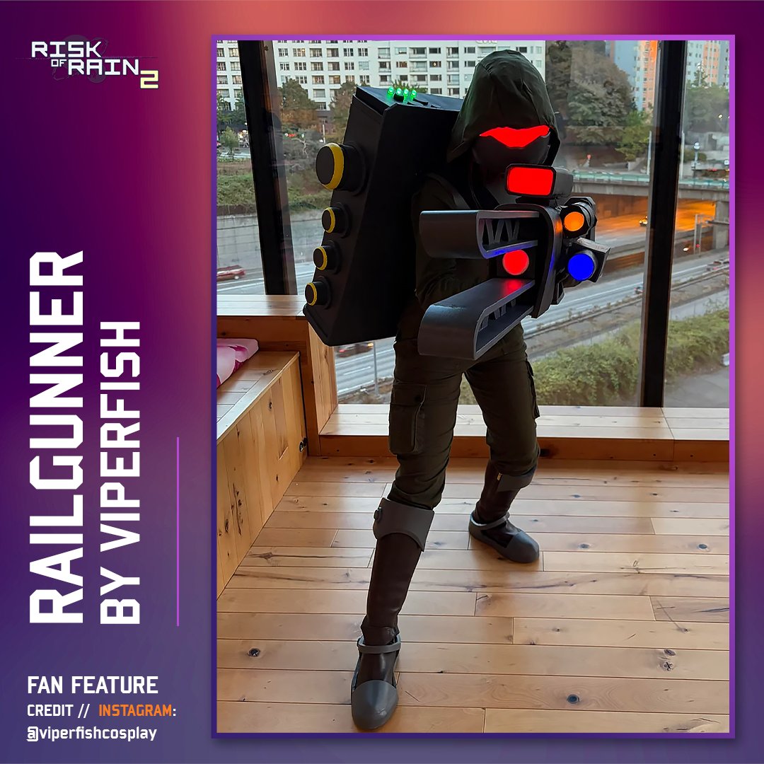 RiskofRain's tweet photo. Attendees of PAX West, you were in safe hands with Railgunner on your side. 

Amazing cosplay here from community member Viperfish!

Share your own creations in Discord or on Reddit and they could be featured next!     
🔸https://t.co/Wa5y6kieQx     
🔹https://t.co/HhceMCxT3b https://t.co/Dna1hmPjw1