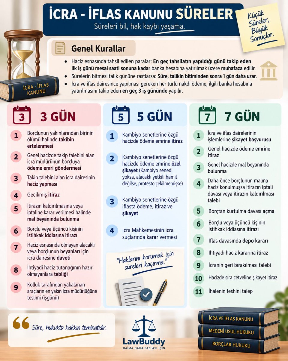 lawbuddyapp's tweet photo. İcra-iflas süreler, tamamı LawBuddy de 🤗
#hmgs https://t.co/LZoTfGFzAJ