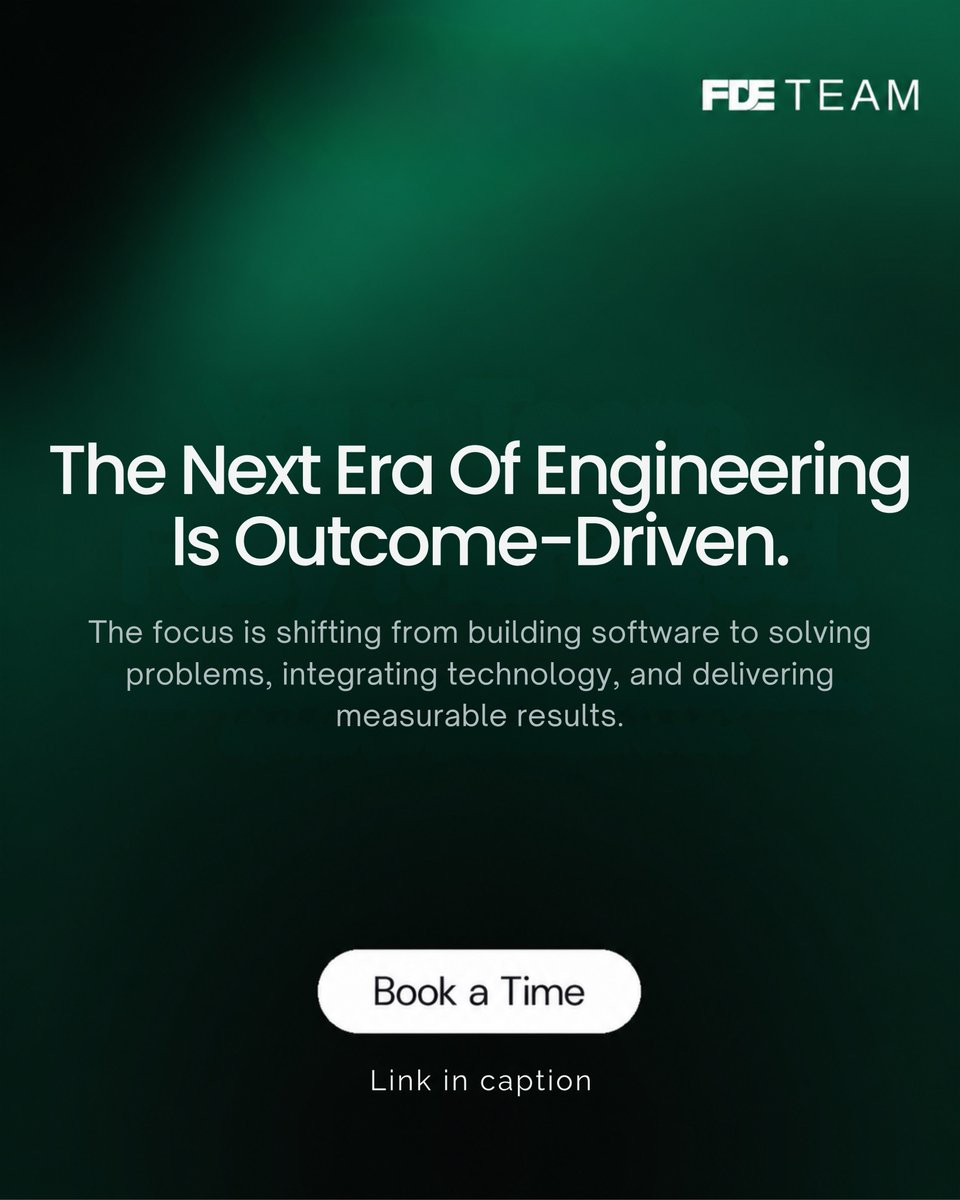 FDETeam's tweet photo. The next era of engineering is outcome-driven.

As technology becomes more complex, organizations need engineers who can understand the problem, work across teams and systems, and stay close to the outcome. https://t.co/EJmT6sLTg9