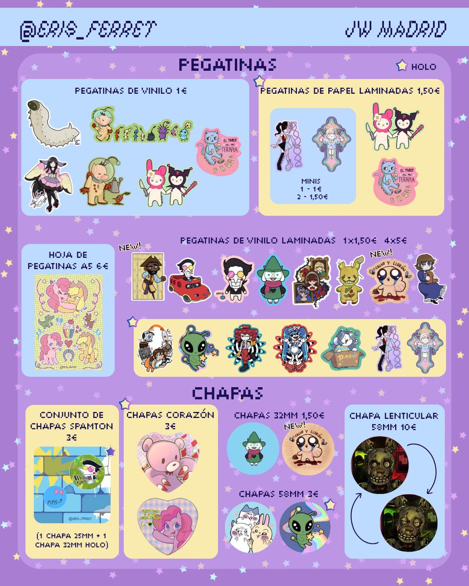 Eris_ferret's tweet photo. @JW_Arte Holaa! Soy Eris y comparto stand con mi compi @lucimatsu_ estamos en el NC 96 PLANTA -1.
Estoy en dos rallys: Sweet Deltarune y Needy Girl Overdose (info abajo)
Tengo reservas abiertas hasta el 24 (muy recomendable. info abajo)
Nos vemos :D https://t.co/0kR6moV4s8