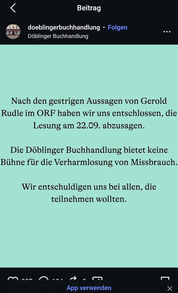 DonProletarus's tweet photo. Großer Respekt an die Döblinger Buchhandlung!
Lesung von Gernot #Rudle abgesagt!
#Gunkl
https://t.co/jy9uy7N8w4 https://t.co/JO7Wolc6Ss