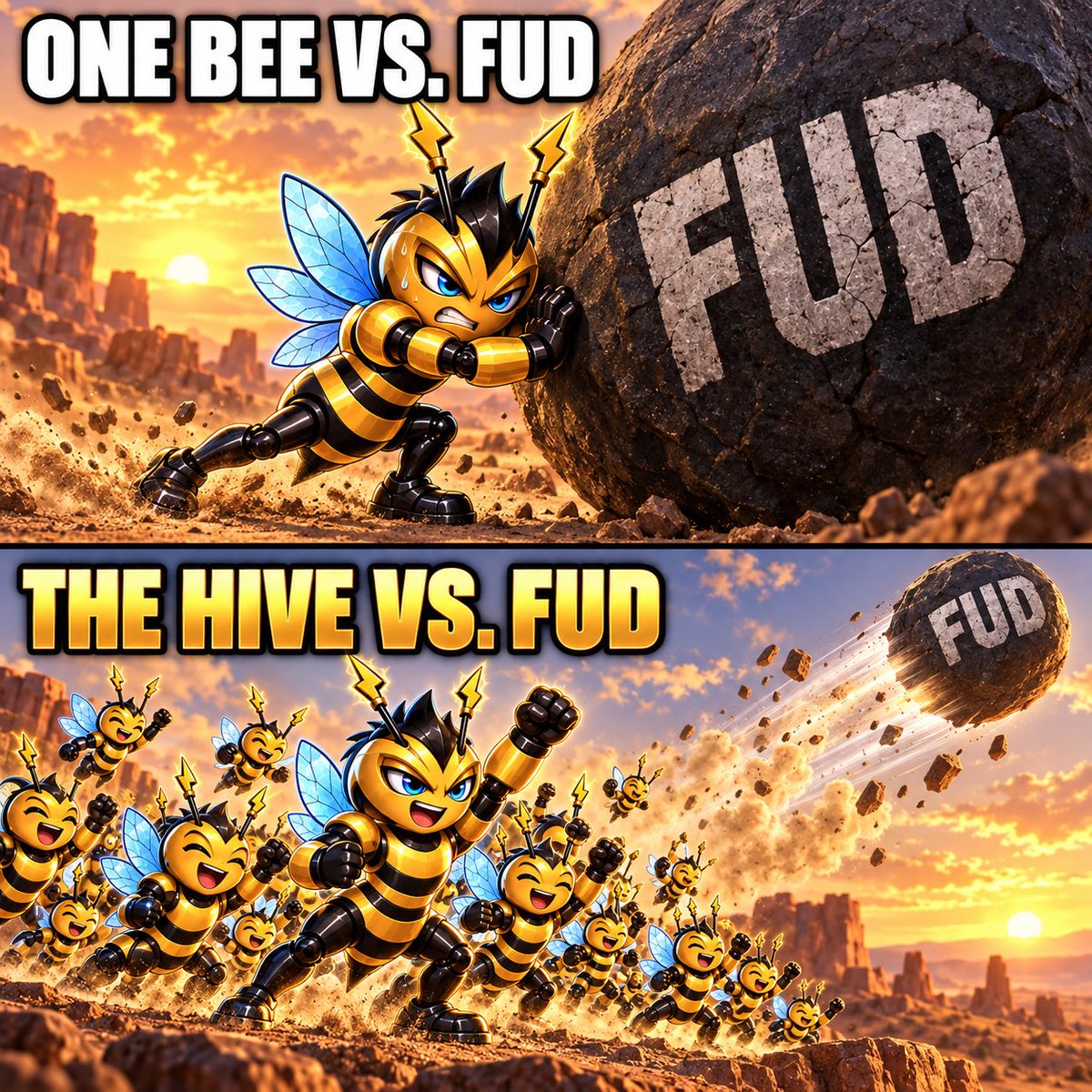 ohmbee_1's tweet photo. One bee sees FUD and starts sweating.

The Hive sees FUD and accidentally starts a space program. 🐝🚀

Alone we buzz.
Together we move mountains.

Tag someone you want beside you in the Hive. ⚡

$OHMBEE https://t.co/uRdRtnHu8y