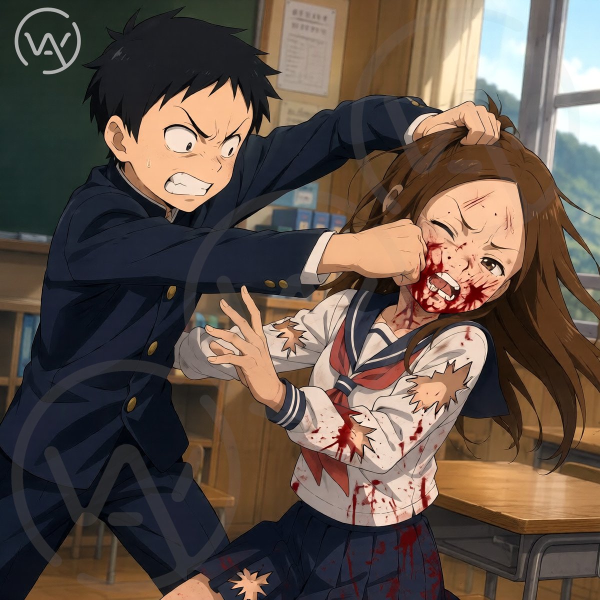 Wrecked_Anime's tweet photo. "Shut the fuck up and die, bitch!!"
「黙って死ね、このビッチめ！」
#高木さん #Takagi #からかい上手の高木さん #AIart #AIイラスト #GraphicViolence #流血 #血 #重傷 https://t.co/awEiyYykHG