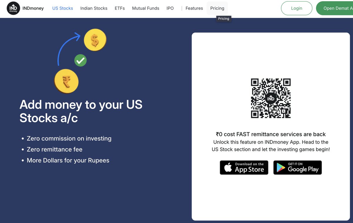 theStormbane's tweet photo. @INDmoneyApp how is this “zero commission” investing?  Your website advertises zero commission, but US stock trades now attract ~0.3% on both buying and selling. That's nearly 0.6% per round trip. When was this introduced? Were existing customers notified? And why isn't the fee clearly labelled?