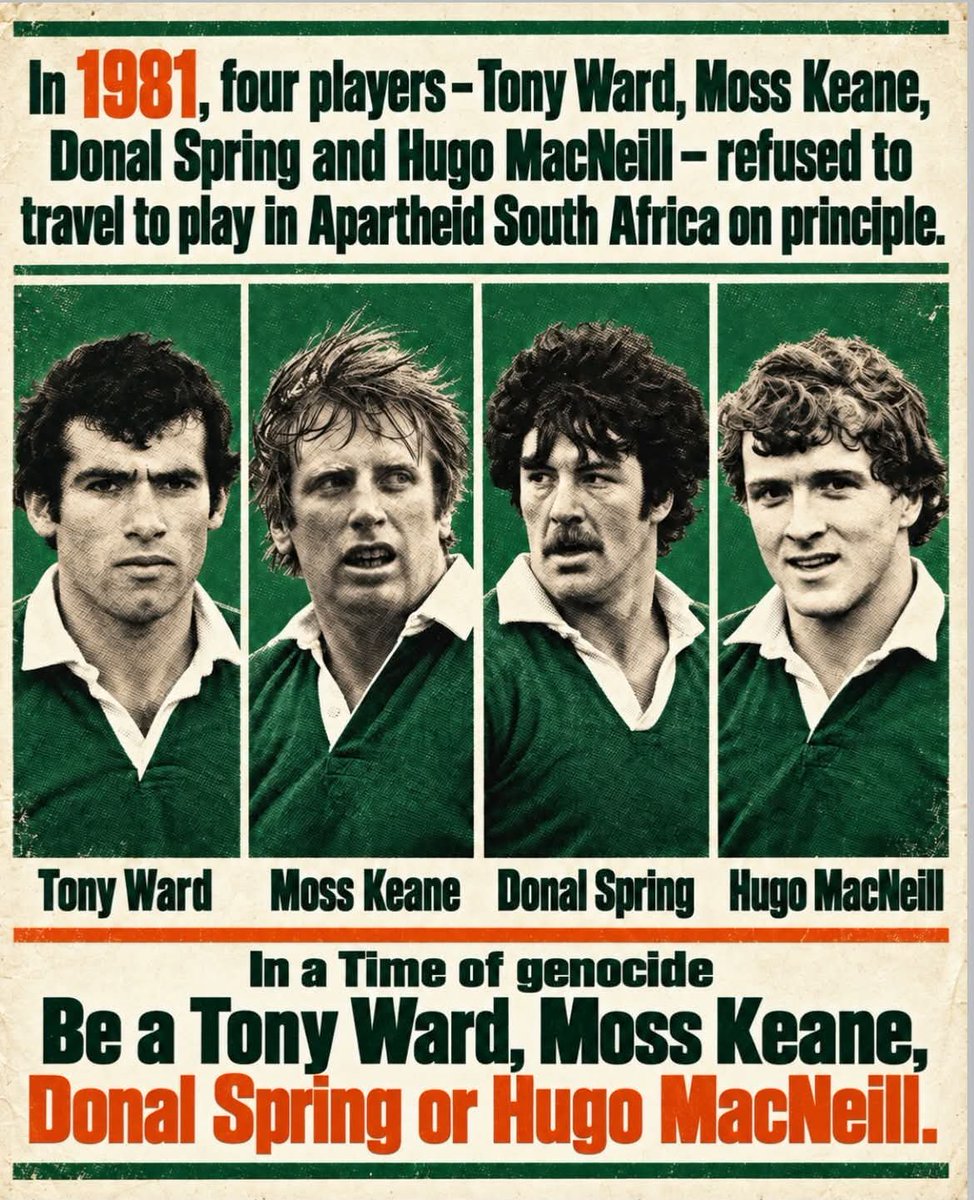 GlenPhillips123's tweet photo. If the Rugby players could do it in 1981, surely the Soccer players can do it in 2026!
#StopTheGame 
#SaoirseDonPhalaistín 🇵🇸 https://t.co/AgyCNnmgIA
