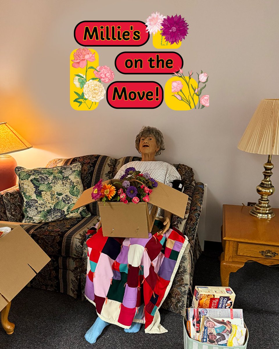 MarylandNursing's tweet photo. Millie is getting a home makeover! 🏡As we celebrate #hcsimweek26, renovations are underway for our nursing home apartments as we continue enhancing our simulation spaces and learning environments. Millie has packed her bags (and flowers) and can’t wait to see her upgraded home. https://t.co/7BPjp529gA