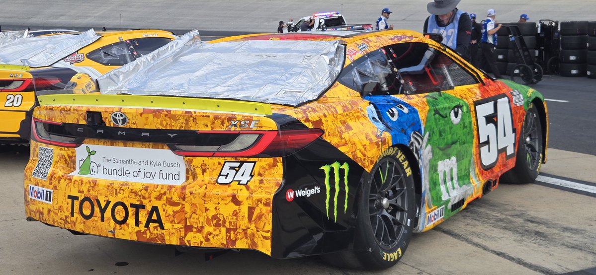 STaranto92's tweet photo. This shouldn't come as  surprise, but a lot of people have come over to the Kyle Busch tribute car either to take pictures or just take a look at it

I believe I saw Alan Gustafson - Kyle's crew chief back in the Hendrick days - take a look after the 9 team pushed their car to pit road