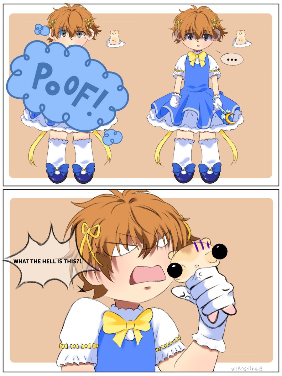 Anstina13's tweet photo. Fanart for Deception and Desire by anyascribbles on AO3.

I really enjoyed the idea of Toto being a magical girl, so I decided to draw a short comic about his first transformation.

Thank you for the inspiration, and please check out the original fic on AO3! 

#Rontoto #Fanart https://t.co/1umZt2dVoe