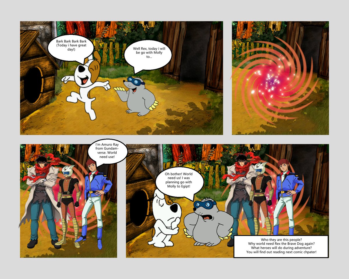 Mekanix123's tweet photo. Rex and the Robot Wars chapter 1 / Reksio i Roboty Wojen rozdział 1 #superrobotwars #reksio #przygodyreksia #mazingerz #getterrobo #gundam
Comic based on The Adventure of Rex series and SRW franchise / Komiks bazowany na Przygodach Reksia i franczyzie SRW https://t.co/9wDQWimAww