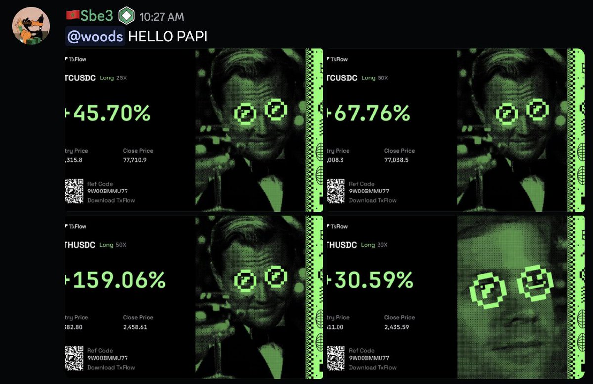 WealthGroup's tweet photo. Woods has the community EATING.

@WealthGroup trader @robw00ds has members capitalizing, with Sbe3 just sharing four positions at +45.70%, +67.76%, +159.06% and +30.59%.

When experienced traders share what they’re seeing, everyone gets another opportunity to capitalize. https://t.co/k5j1EjH5F4