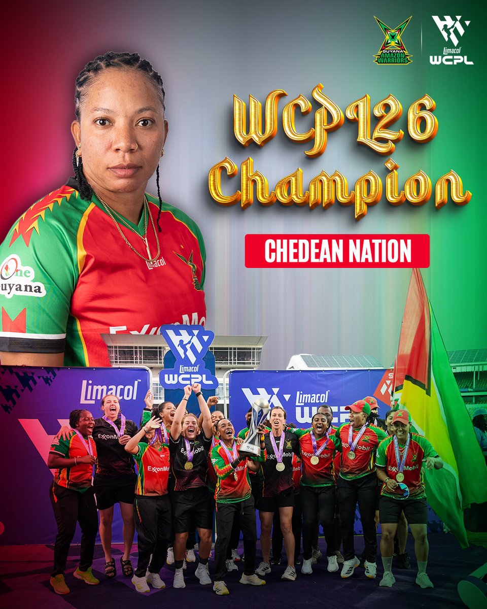 amznwarriors's tweet photo. That Championship GLOW! π
#GuyanaAmazonWarriors #WCPL26 #WCPL26Final https://t.co/KvUk7eBLSp