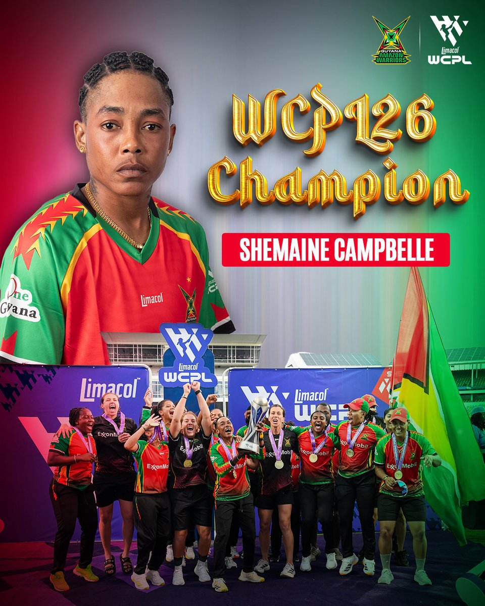 amznwarriors's tweet photo. That Championship GLOW! π
#GuyanaAmazonWarriors #WCPL26 #WCPL26Final https://t.co/KvUk7eBLSp