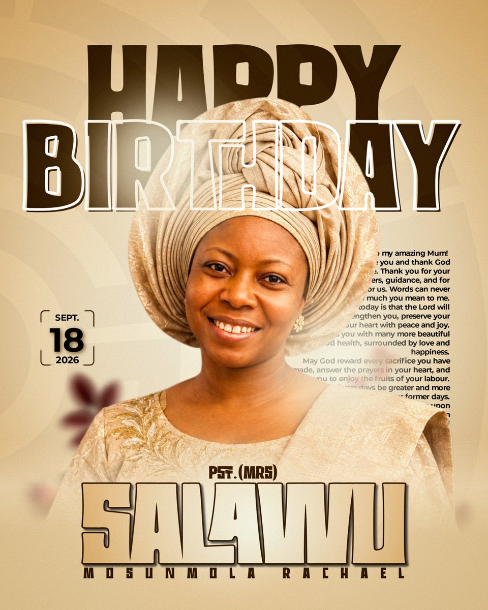 HammedOla_2000's tweet photo. Happy Birthday Maami ❤️🎉
Mummy, today I celebrate you and thank God for the gift of your life. Thank you for your love, sacrifices, prayers, guidance, and for always being there for us. Words can never fully express how much you mean to me. https://t.co/OttUQgMPXS