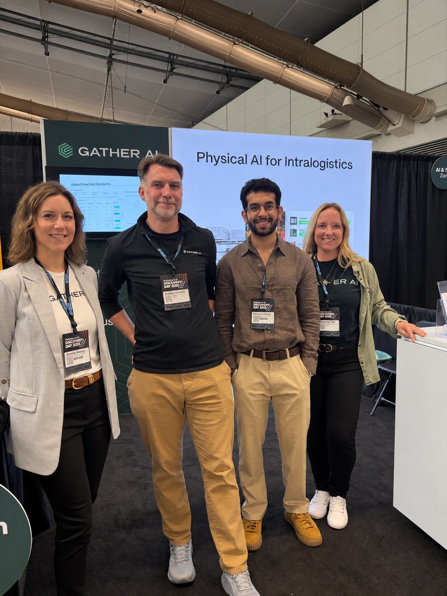 gather_ai's tweet photo. Gather AI joined Pittsburgh Robotics & AI Discovery Day this week! 🤖

Our Co-Founder and Chief Systems Officer, Geetesh Dubey, spoke on the “Hard Tech, Hard Lessons: Growing a Robotics Company” panel about what it takes to build and scale a robotics business.

Emilia Hasey, Bradley Hamner, Amanda Toal, and Sanyam Mehta represented Gather AI at our booth. Thanks to everyone who stopped by, and to the Pittsburgh Robotics Network for bringing the community together.

We’re proud to be building Physical AI for logistics here in Pittsburgh.