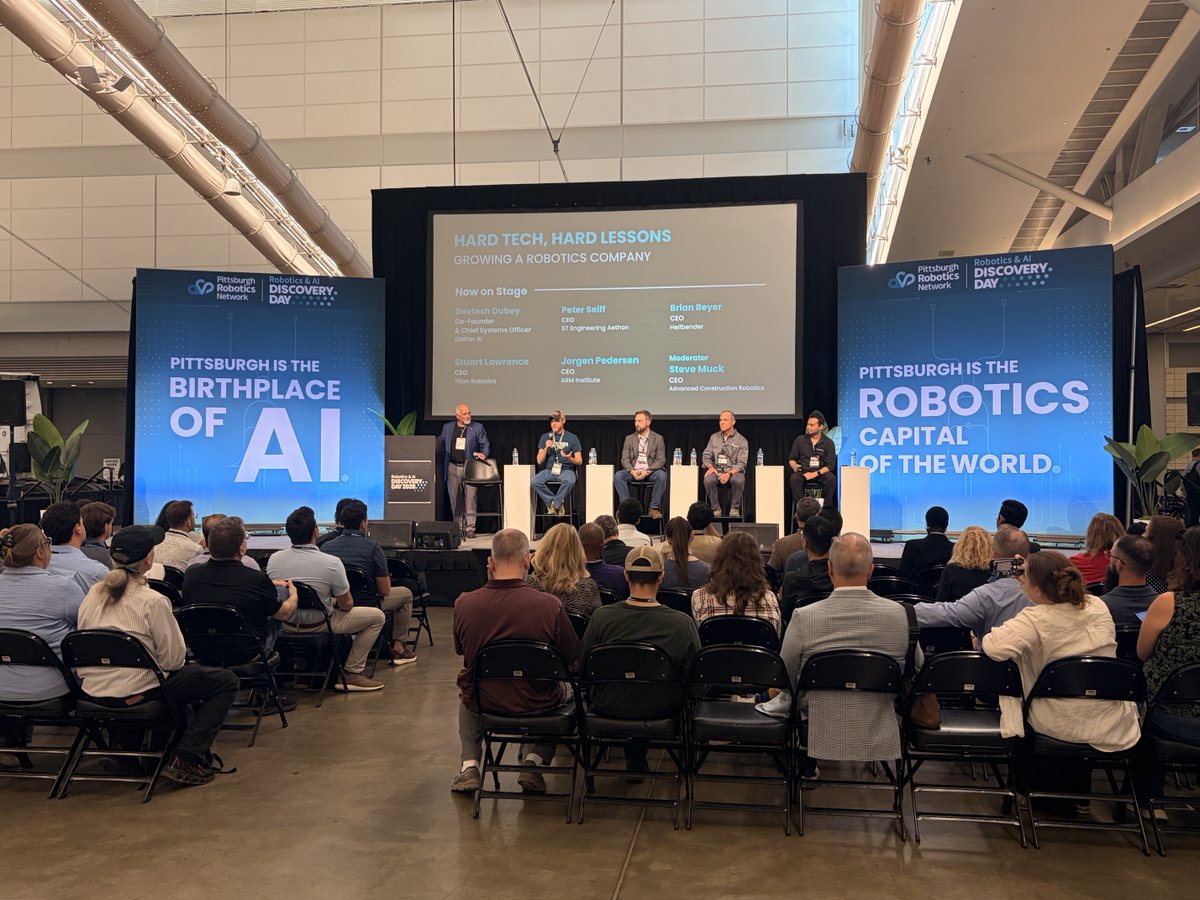 gather_ai's tweet photo. Gather AI joined Pittsburgh Robotics & AI Discovery Day this week! 🤖

Our Co-Founder and Chief Systems Officer, Geetesh Dubey, spoke on the “Hard Tech, Hard Lessons: Growing a Robotics Company” panel about what it takes to build and scale a robotics business.

Emilia Hasey, Bradley Hamner, Amanda Toal, and Sanyam Mehta represented Gather AI at our booth. Thanks to everyone who stopped by, and to the Pittsburgh Robotics Network for bringing the community together.

We’re proud to be building Physical AI for logistics here in Pittsburgh.