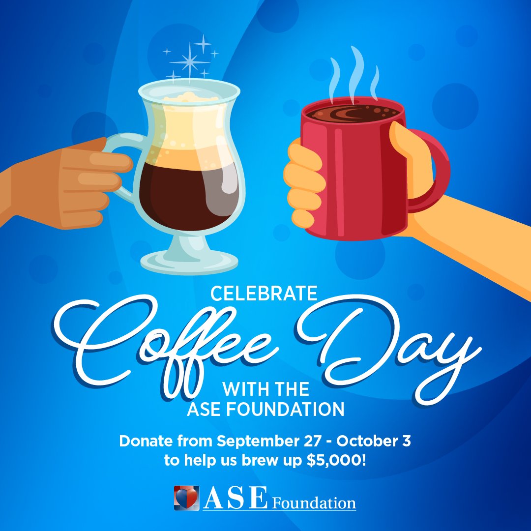 ASE360's tweet photo. Help the #ASEFoundation brew up success this Coffee Day. Plan to donate to our Coffee Day fundraiser from 9/27-10/3 to contribute to our $5,000 goal!

“Buy us a cup” so we can continue supporting #CVUS. https://t.co/rCxvrQimKx https://t.co/bHprWNK8G6