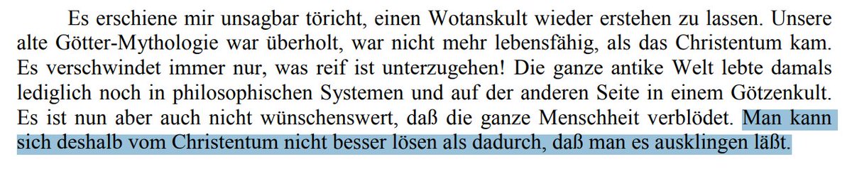 NS_Gottliche's tweet photo. I agree with Hitler completely there. Race > religion. You seem to fall into kosher propaganda that I want to revive Wotan. National Socialism transcends private confession. 

Another thing that's funny, you intentionally cut out the part of that specific table talks quote on Hitler's view of Christianity: 

"Man kann sich deshalb vom Christentum nicht besser lösen als dadurch, daß man es ausklingen läßt."