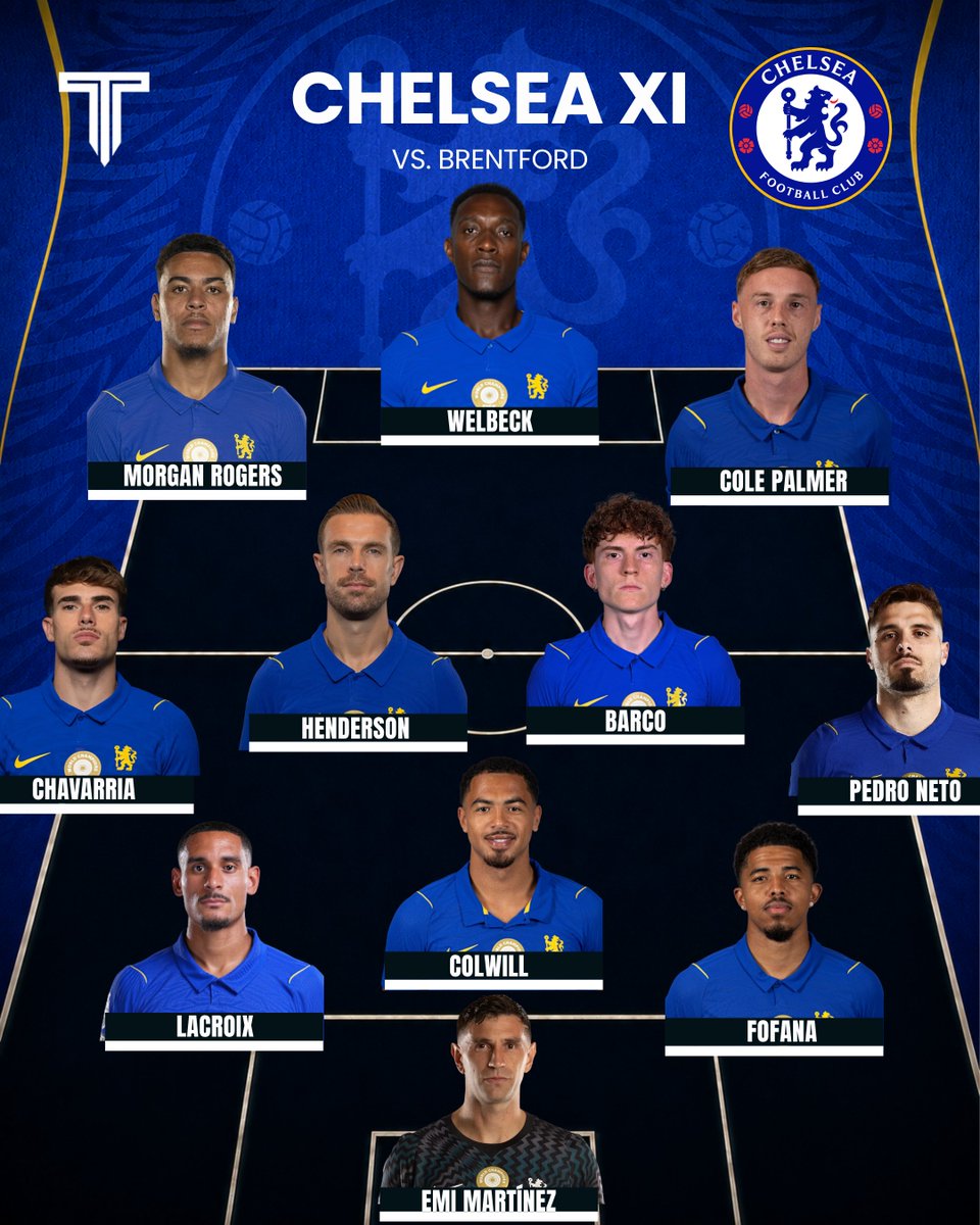 TouchlineX's tweet photo. 🚨 𝗢𝗙𝗙𝗜𝗖𝗜𝗔𝗟: Chelsea XI for their game vs. Brentford! 💫 https://t.co/C2zDpKIVPl