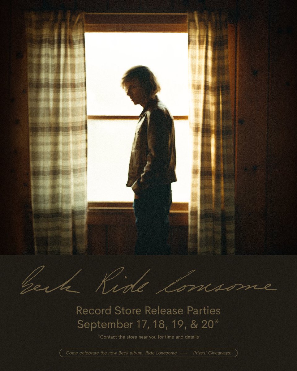 RecordExchange's tweet photo. Today's the day!

Join The Record Exchange at 6pm for our @beck "Ride Lonesome" release day celebration!

We'll listen to "Ride Lonesome" in its entirety and have free postcards for all attendees, a tote bag free with album purchase and a drawing for a canvas art print. https://t.co/TwIZN68meS