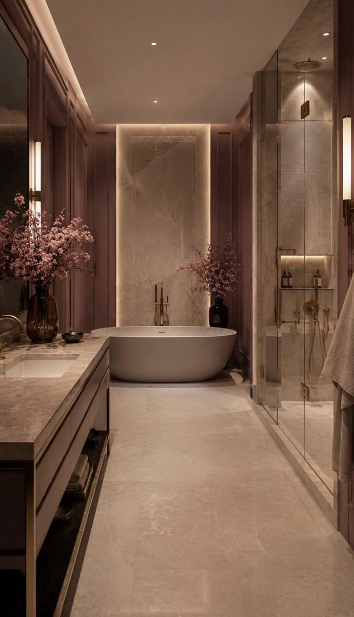 sehviyat's tweet photo. Dusty mauve.
Champagne tones.
Luxury bathroom. https://t.co/LZc0haZ4LL