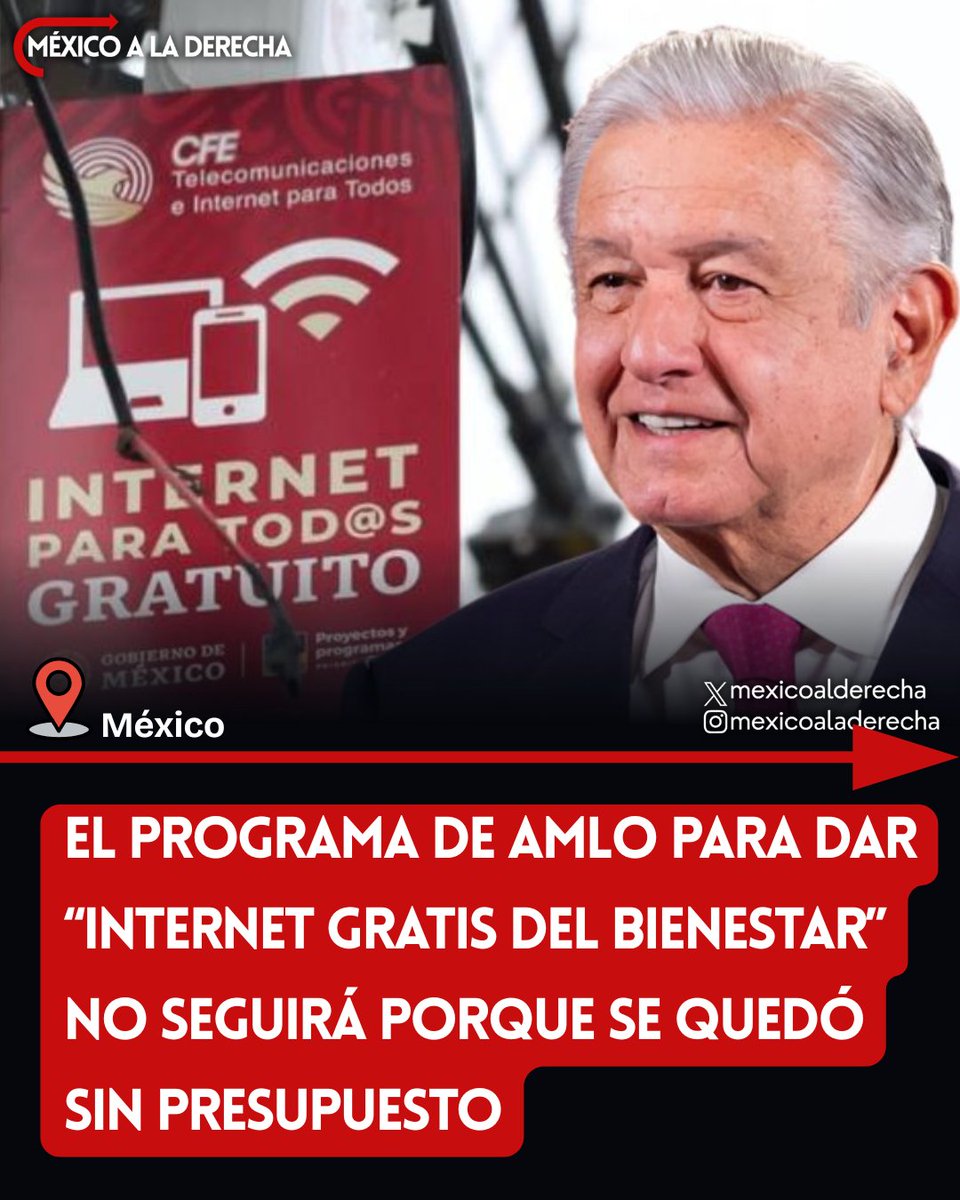 MexicoalDerecha's tweet photo. 🚨🇲🇽 / SE LES ACABÓ EL CHIP DEL BIENESTAR

El programa Conectividad para el Bienestar, con el que Morena regalaba una SIM con internet, llamadas y mensajes por un año, se quedó sin presupuesto y ya no opera.

Entre 2024 y 2025 conectaron a 3 millones de personas con 2,759 millones de pesos. 

En octubre de 2025 se acabó el dinero, Hacienda no autorizó más recursos y CFE dejó de dar el servicio.

Antes cancelaron 2.2 millones de líneas “inactivas” para sostener el show. Ahora ni eso. 

Más de 3 millones se quedan sin la recarga gratis.

Típico, lo usan de propaganda, lo inflan en campaña y cuando se acaba el presupuesto del contribuyente, adiós “bienestar”.