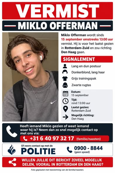 dendolly1's tweet photo. Miklo, als je dit ziet: laat alsjeblieft iets van je horen. We willen alleen weten dat je veilig bent.  Je hoeft niets uit te leggen, neem alsjeblieft contact met ons op.
Heb je hem gezien of weet je iets? Neem dan contact op via +31 6 40 97 32 17 of met de politie via 0900-8844 https://t.co/WJbhprtB0b