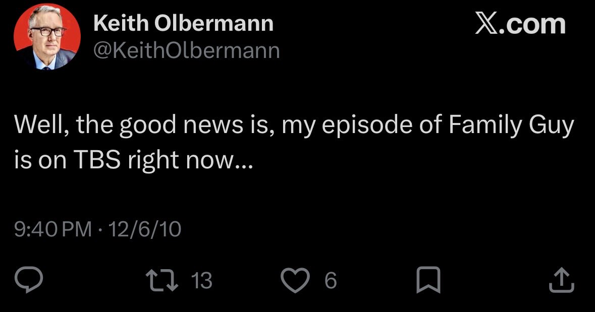 ChiefThunder19's tweet photo. @KeithOlbermann Weird you would appear on a show that regularly depicts violence against women. You must enjoy violence against women https://t.co/L25m2Xt5KO