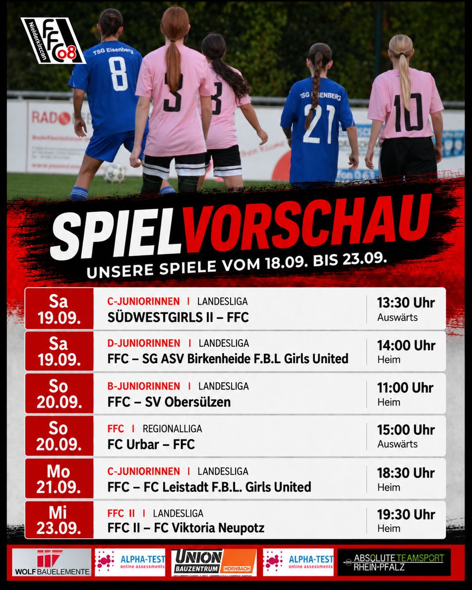 FFC_N's tweet photo. 👉🏼 Spiele am Wochenende ⚽️

#ffc_n #niederkirchen #zsammestark https://t.co/wEq0UGA5yB