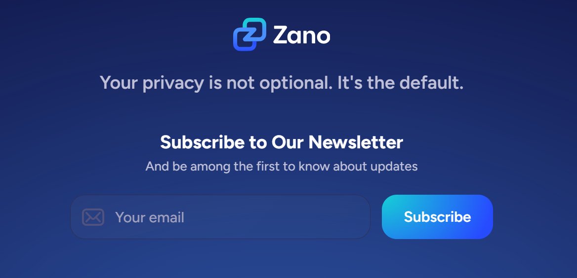 zano_project's tweet photo. You can now get the latest Zano updates straight to your inbox.

Our monthly newsletter covers development updates, new partnerships and integrations, and everything happening across the ecosystem.

Sign up at the bottom of https://t.co/NALtukZMar 🔒 https://t.co/Cp5MHIiCm2