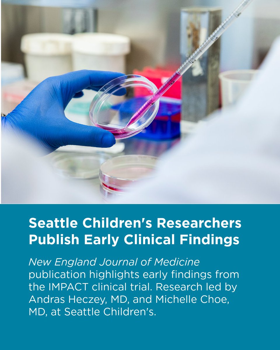 seattlechildren's tweet photo. A new letter published in the New England Journal of Medicine by Seattle Children's researchers Michelle Choe, MD, and Andras Heczey, MD, highlights early-stage results for an investigational CAR T-cell therapy being studied through the IMPACT clinical trial. The publication details a durable complete remission in a pediatric patient treated with GPC3 CAR T cells with dual cytokine armoring, marking the first-in-child, first-in-human use of this approach. Learn more: https://t.co/MX9W2xeiZZ