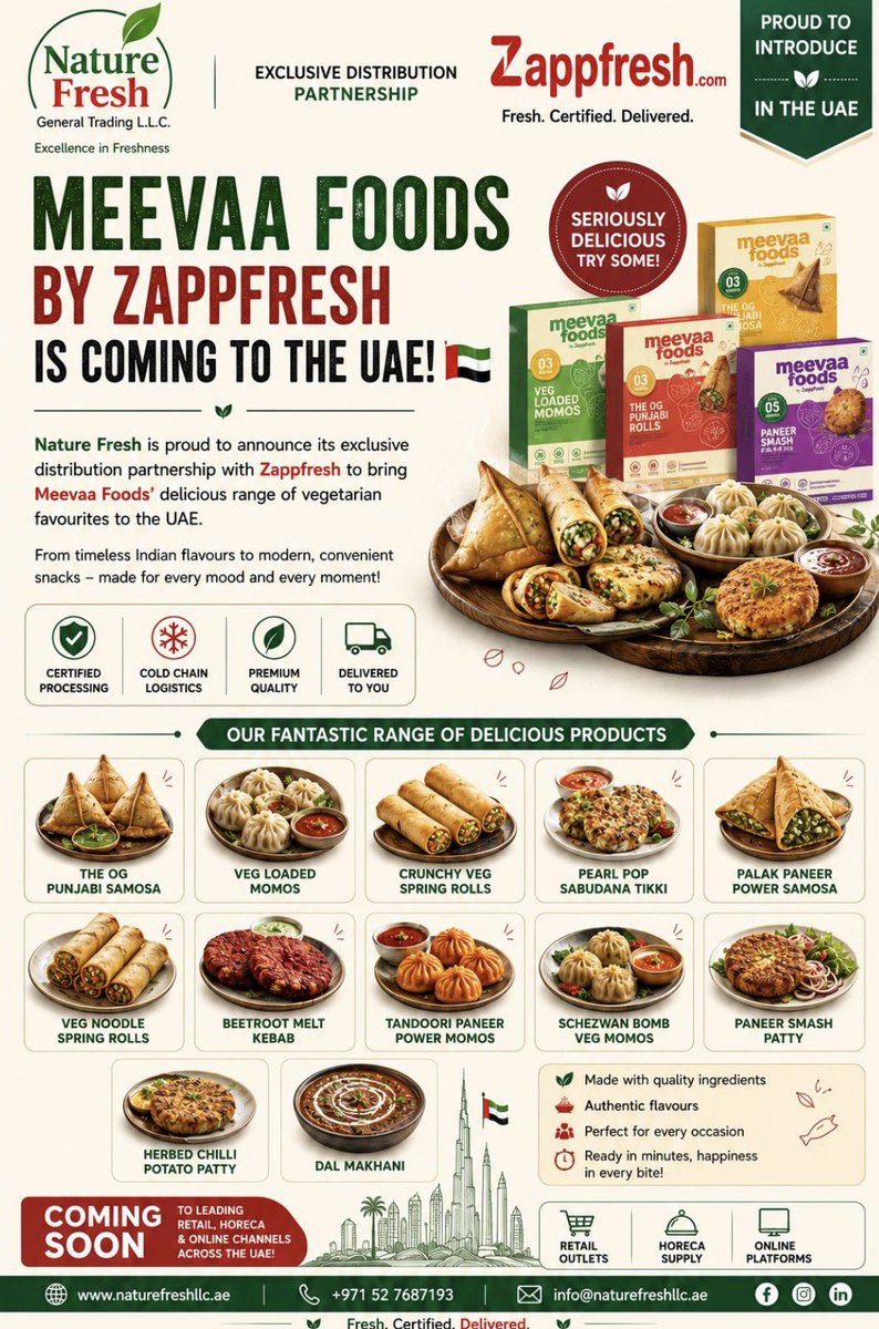 DibyajyotiPatt's tweet photo. #Zappfresh
Meevaa Foods enters the UAE via an exclusive distribution tie-up with Nature Fresh General Trading, covering retail, HoReCa and online channels.
Why it matters: frozen/RTE vegetarian is the higher-margin end of the portfolio vs. the core fresh-protein business. Export mix shifting up is the stated route to the 18–20% EBITDA target by FY28.
Recent Performance:
• Q1 FY27 revenue ~₹74cr, +58% YoY (₹85cr proforma incl. Meevaa)
• Retail footprint ~200 co-branded outlets vs. FY27 target of 150
• Meevaa acquisition closed; Chandigarh capacity in place
The honest risk: FY26 operating cash flow was deeply negative despite reported PAT. Receivables and advances have expanded materially.
So this is an execution bet, not a story bet. Price action has been against it. What would change the picture is H2 delivering EBITDA margin expansion with operating cash flow turning margins alone won't do it.
Invested, so read me as biased. Not a recommendation.