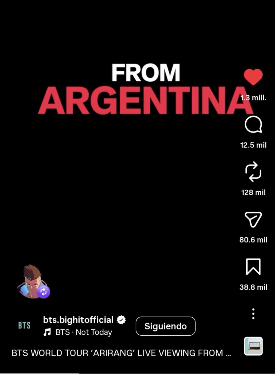 sofibangtan13's tweet photo. VER EL REPOSTEO DE JUNGKOOK AL REEL DONDE SALE "ARGENTINA" Y "BUENOS AIRES" QIW9QNW9SN19W HEMOS RECORRIDO UN LARGO CAMINO ARGMY https://t.co/gMzq3RztEg