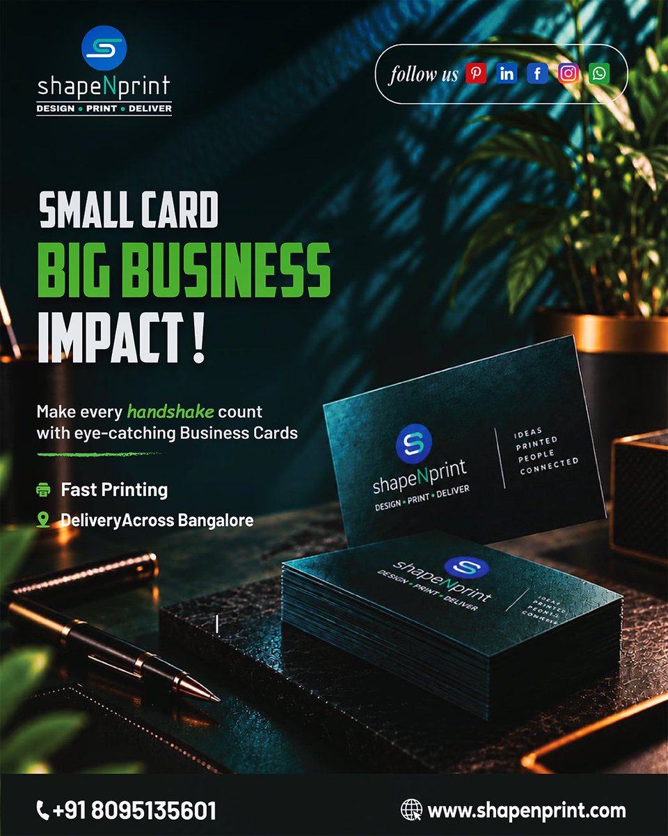 shapeNprint's tweet photo. Small Card. BIG BUSINESS IMPACT! 💼✨
Make every handshake count with eye-catching, professional Business Cards from shapeNprint! 🎨🖨️
#BusinessCards #BusinessCardPrinting #VisitingCards #VisitingCardPrinting #BusinessBranding #Branding #CorporateBranding #PersonalBranding https://t.co/IftRmFRLRW