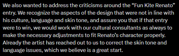 Lillipie101's tweet photo. if you're going to accept a culturally watered down + white washed version of your *own* character, you should add a disclaimer that you're going to change it in future

over the years we've seen so many of the POC characters get shafted culturally + whitewashed in-game, through artwork you share, cosplays, etc.

once again, you have cultural consultants. please think beforehand.