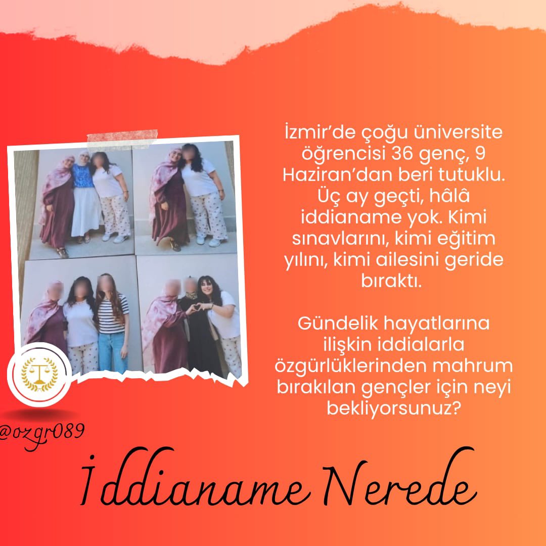 kybdlnhayatlar's tweet photo. Arkadaşlarıyla aynı evde kalmak, kira ve faturaları paylaşmak, arkadaşlarıyla görüşmek, birlikte seyahat etmek… Bunların hangisi suç? Bunları suçla ilişkilendiren somut delil nerede? 36 üniversiteli genç 3 aydır tutuklu, hâlâ iddianame yok.. 

İddianame Nerede https://t.co/OBxMbPsZd5