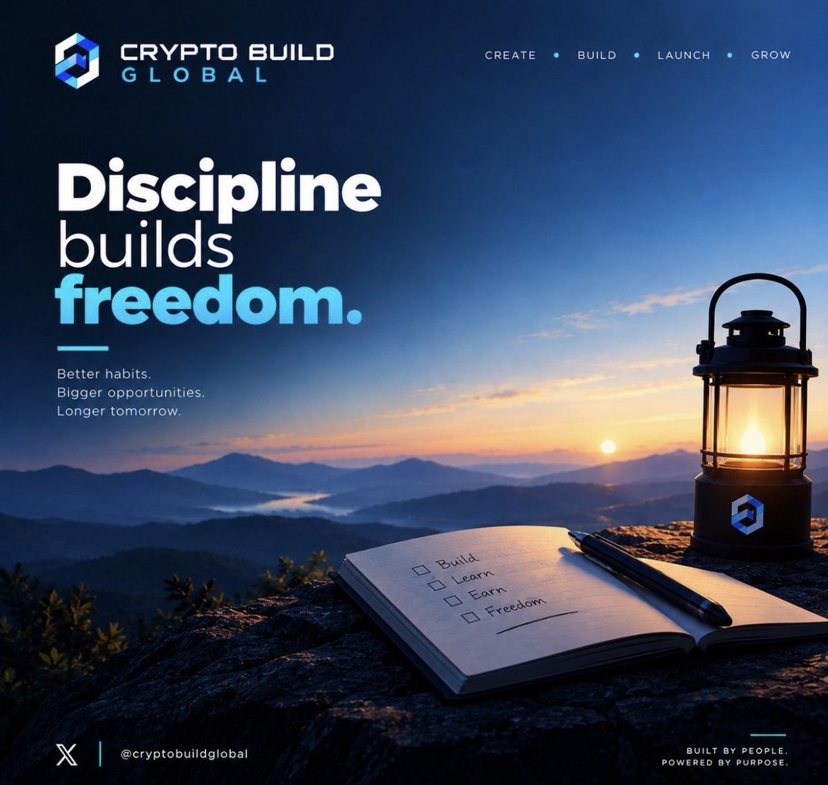 CryptoBuildG's tweet photo. Discipline today. Freedom tomorrow. 💪

Build better habits. Learn every day. Create bigger opportunities. 🚀

Keep building. Keep growing. 🌎
#CryptoBuildGlobal #CommunityFirst #CryptoEducation https://t.co/g0uvVJbLfP