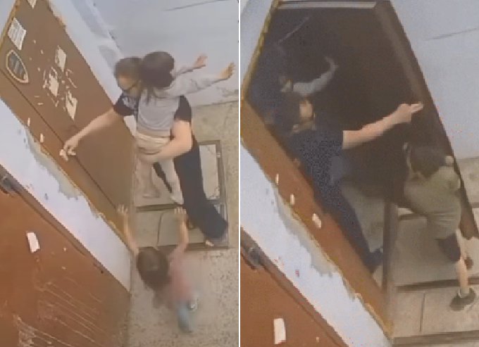 TheSDPadresFan's tweet photo. (June 1, 2026) Tyumen, Russia - Thanks to 5-Year-Old Friends Holding the Door, Girl Escapes Kidnapping Attempt

A man in his 40s who attempted to kidnap a 5-year-old girl in Russia has been brought to trial. The child was safely rescued thanks to her friends, who held onto the entrance door, and local residents who rushed to the scene.

According to Russian local media, on the 28th of last month (local time), a man attempted to abduct a 5-year-old girl in front of a building in Tyumen, western Russia, but was caught at the scene with the help of neighboring residents and children of the same age.

CCTV footage of the incident, which spread on social media, shows the girl in the man's arms stretching out her arms, seeking help from those nearby. Her friend quickly runs over, holds the door, and resists, also calling for help from others in the area.

A woman passing by at the time heard the children's screams and immediately rushed to the scene. According to her, the man was holding the girl near the stairs on the first floor. She explained that the girl was struggling and screaming, while the boys with her were holding the entrance door.

The woman told RIA Novosti, "I told the man to hand the child over to me," adding, "I became emotional, started shouting, and went up a few more steps. At first, the man seemed as if he didn't notice me, but he eventually handed the child over."

The 44-year-old man, who was arrested on charges of child abuse and molesting a minor, was found to be a pedophile as a result of the investigation. He was identified as a local resident who had previously been arrested on charges of molesting a minor.

Full Article: https://t.co/D3de5brpHy