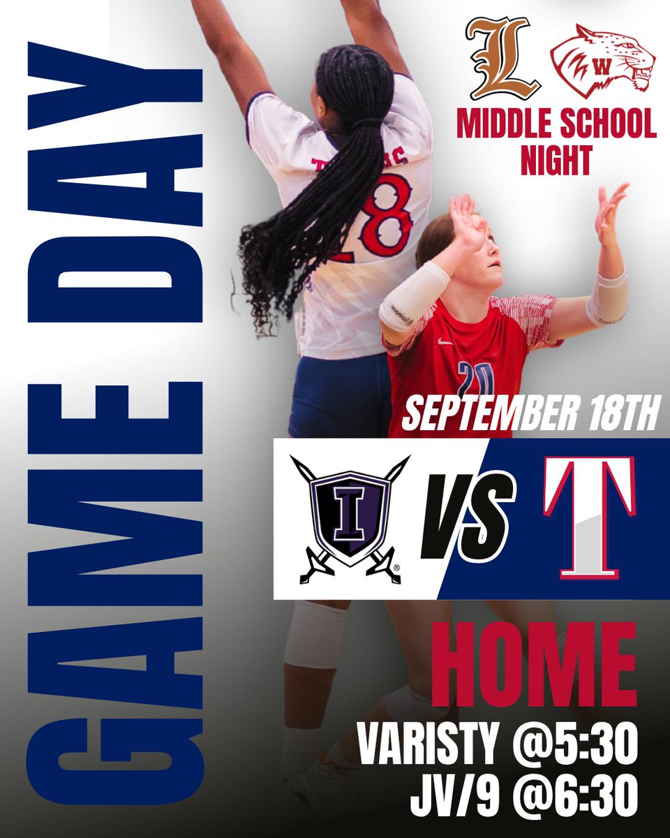 CHSTitanVB's tweet photo. GAME DAY‼️
Come support your Titans at home as we take on Independence! We will also be recognizing all our future Titans tonight at Middle School Night. https://t.co/rAxB6Qv1ap
