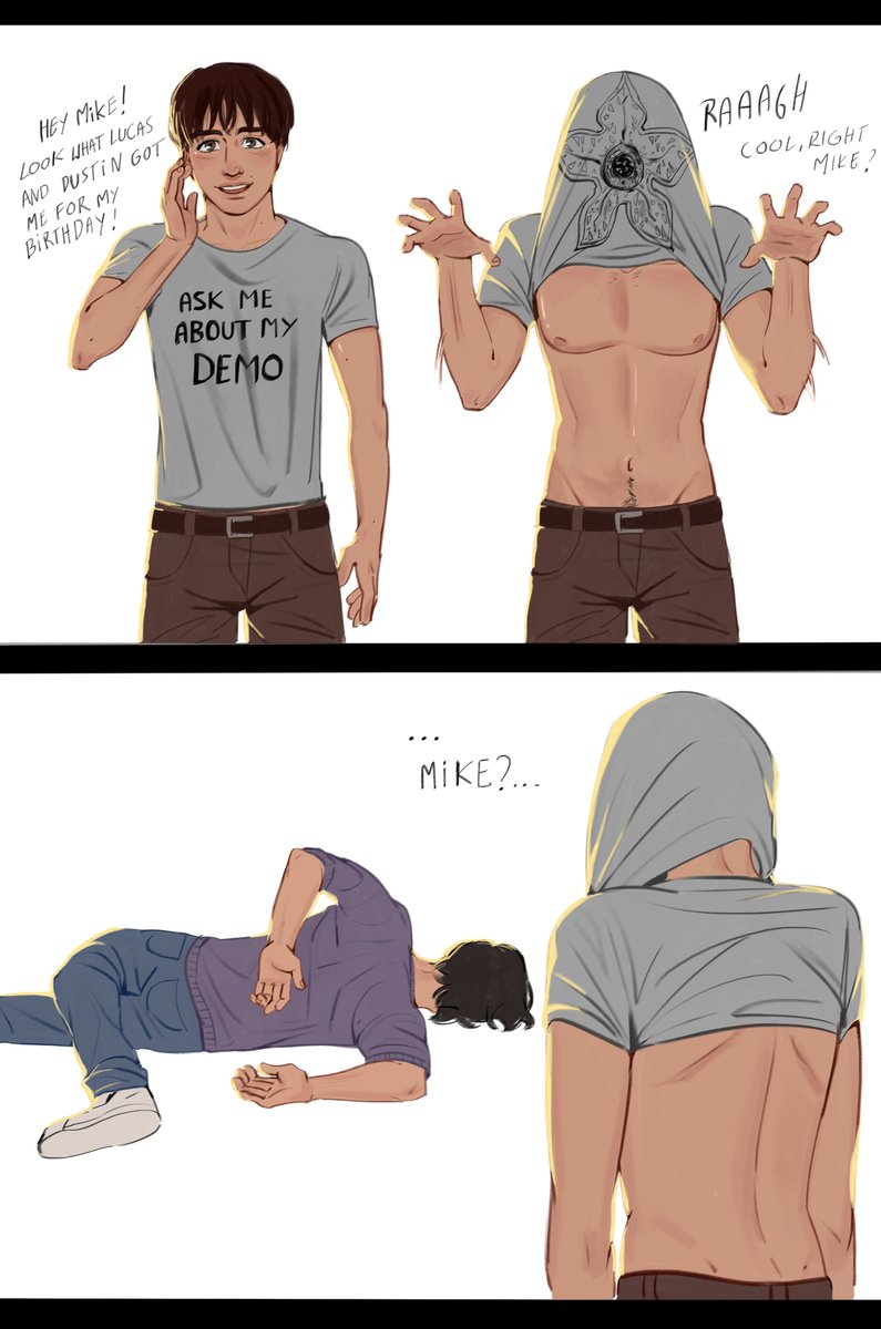lestappen_craze's tweet photo. Shitpost <3 This is for my demo!Will au in which the guys try to make the situation lighter by getting Will this stupid ahh shirt, there's nothing more to say... MORE DEMO WILL INCOMING FOR #bylerween #byler #bylerart #willbyers #mikewheeler #bylertwt https://t.co/gWlR2PZl0M