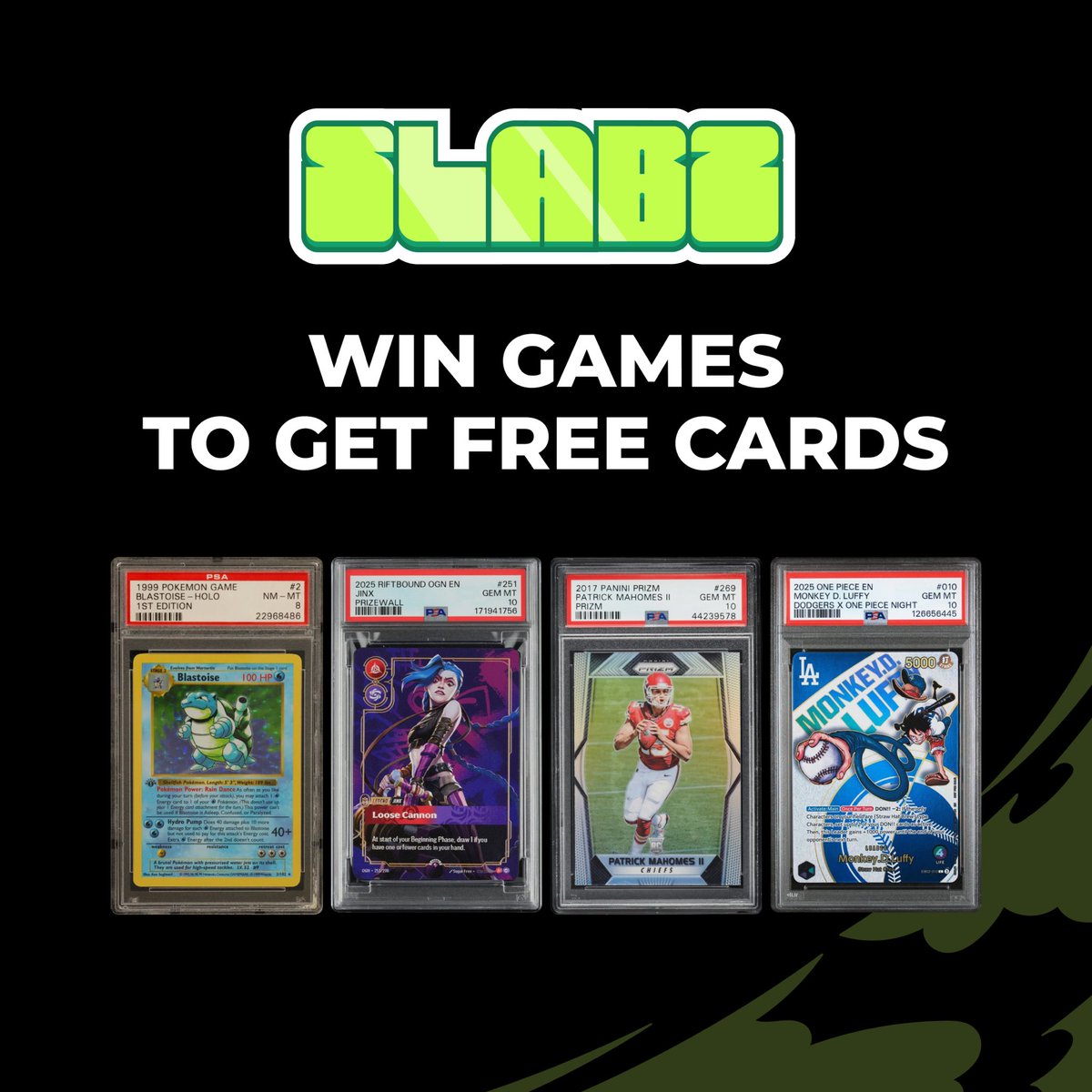 Slabzapp's tweet photo. $250K IN FREE CARDS GIVEN AWAY

Anyone can participate:
> open packs to get tickets
> use tickets to play games
> win games to get free cards

Comment your username for a chance for a free pack https://t.co/GNbY3lA4Np