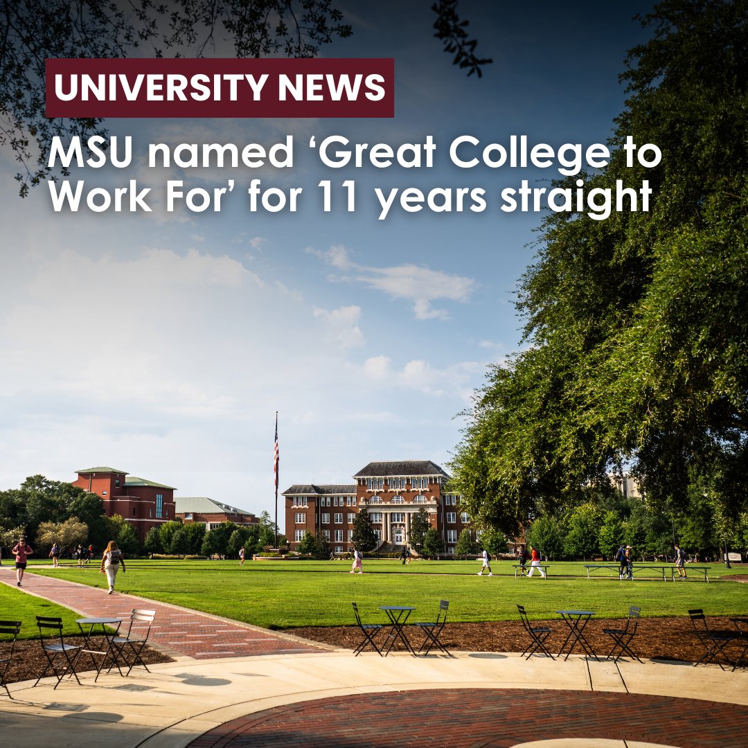 msstate's tweet photo. MSU is truly a special place 🏅 For the 11th consecutive year, Mississippi State is being honored as an exemplary employer by the Great Colleges to Work For recognition program.

https://t.co/0qjCaTdyS9 https://t.co/M7eZ5mieO1
