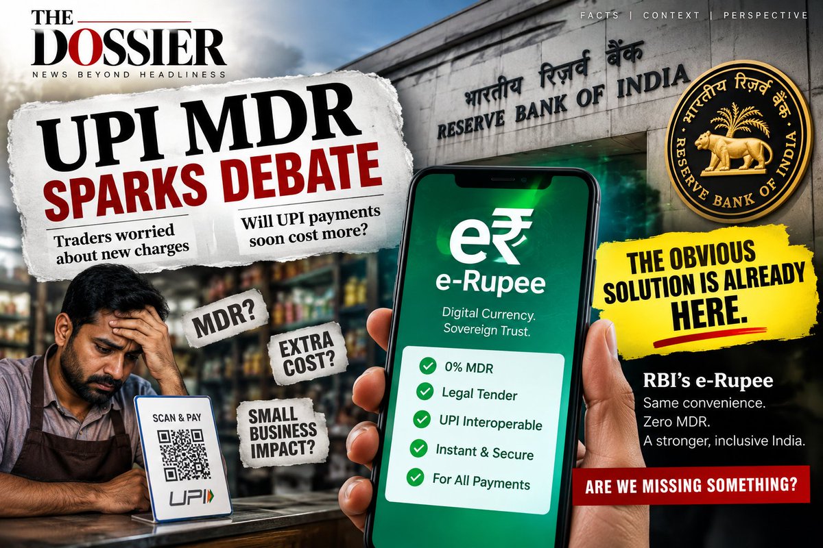 punit_impk's tweet photo. Everyone is losing their minds over  UPI MDR issue, yet noone is talking about the obvious fix: RBI’s e-Rupee. It’s legally sovereign cash in digital form, meaning 0% MDR on any bill size. It’s even UPI-interoperable. Why is almost no merchant aware of this? What are we missing? https://t.co/9SAJrf922x