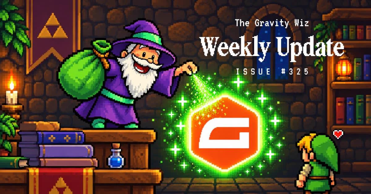 Gravity Wiz Weekly issue 325 header graphic, titled "Magic Powder."