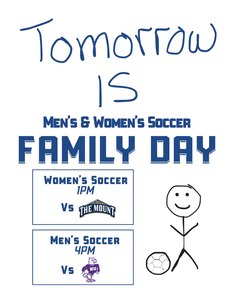 SPUAthletics's tweet photo. Anywayโฆ FAMILY DAY IS TOMORROW! ๐ญ
Come out to Jaroschak Field and cheer on our soccer teams in conference action! ๐ฆโฝ๏ธ
WSOC vs. The Mount | 1 PM
MSOC vs. Niagara | 4 PM
#StrutUp ๐ฆ https://t.co/ajFNItpM4b