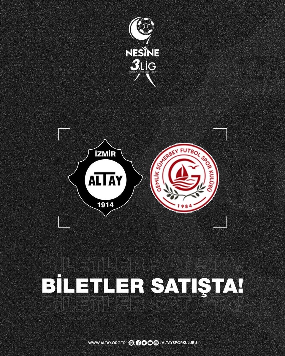 AltaySporKulubu's tweet photo. Nesine 3. Ligin 3. Haftasında Pazar günü evimiz Alsancak Mustafa Denizli Stadı’nda oynayacağımız Gemlik Sümerbey Futbol Spor A.Ş. karşılaşmasının biletleri https://t.co/Hbo8swG33E sistemi üzerinden satışa çıktı. Gişede sıra beklememeniz için biletinizi önceden Mobilet üzerinden satın almanızı öneririz.

📎 https://t.co/RpfWmObAAQ

* Mobilet platformunda ücretsiz olarak üyelik oluşturarak Online olarak bilet satın alma işleminizi yapabilir ve mobilet mobil uygulamasında oluşacak Online biletiniz ile maça giriş yapılabilirsiniz.
* Kağıt bilet satın almak isteyen taraftarlarımız maç günü stadyum gişelerinden biletlerini alabilirler.