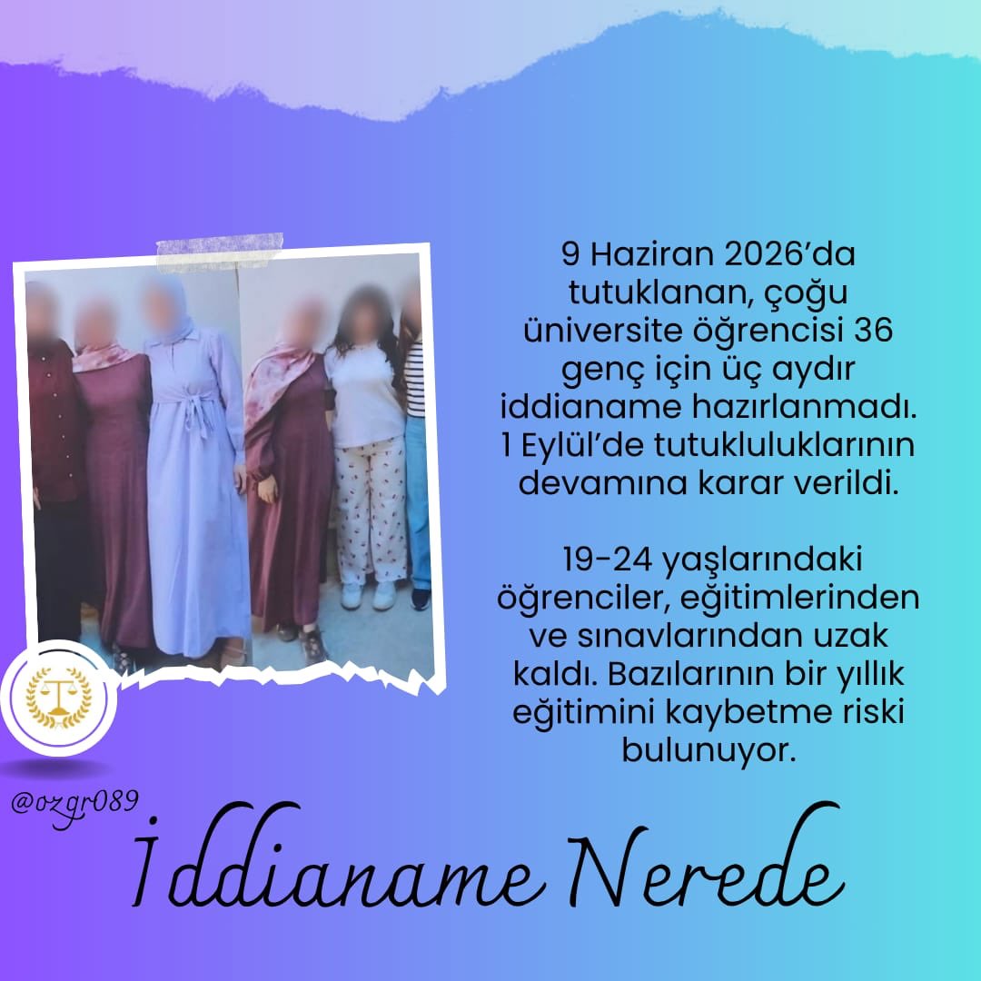 Refia1488442's tweet photo. #İddianameNerede gençlerin hayatlarını karartmayın https://t.co/X453LfWrBk