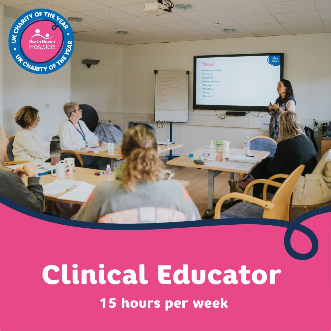 NDevonHospice's tweet photo. We're recruiting! Come join the hospice team and make a difference... Find out more at: https://t.co/A8j3zWYseU  

Clinical Educator - Closing Date:  7th October 2026 https://t.co/1cnzwluuu0